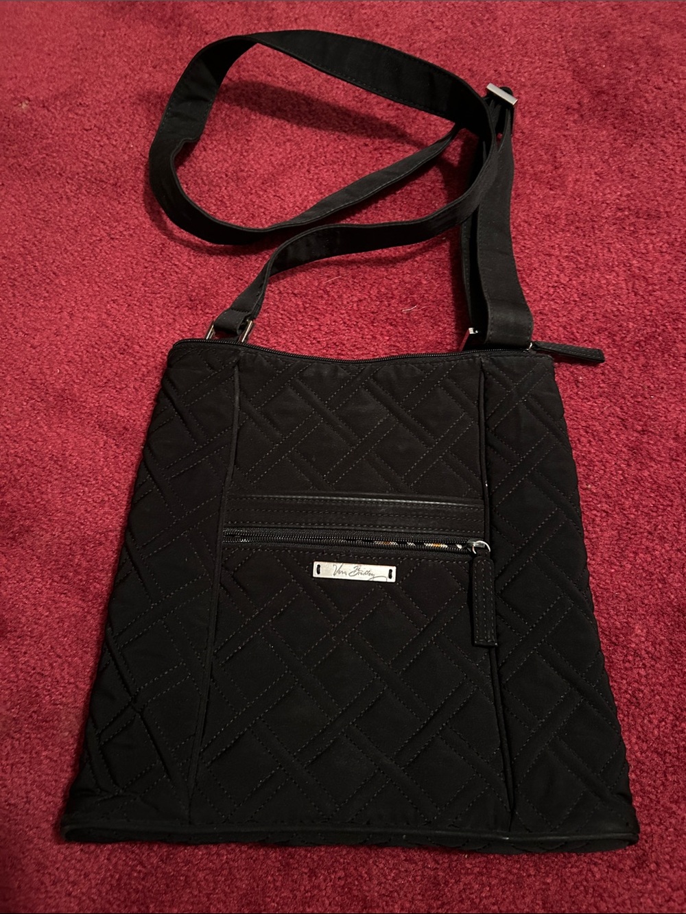 Vera Bradley Black Quilted Crossbody with Front Zip